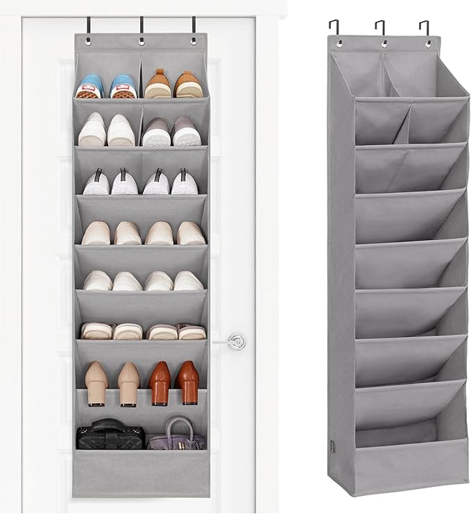 STORAGE MANIAC Over the Door Shoe Organizer Heavy-Duty Large Deep Pocket Hanging Shoe Organizer Shoe Rack Door Closet Shoe Or