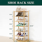Smiry Shoe Rack, 6 Tier Small Bamboo Shoe Organizer, Stackable Free Standing Wooden Shoe Storage Shelf for Closet, Entryway, 