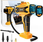 160PSI Cordless Tire Inflator Compatiblew with Dewalt 20V Battery, Portable Air Compressor for Auto, Motorcycles, Bikes, Car Air Pump with Auto Shut-Off, LCD Display, LED Light, 4 Nozzles
