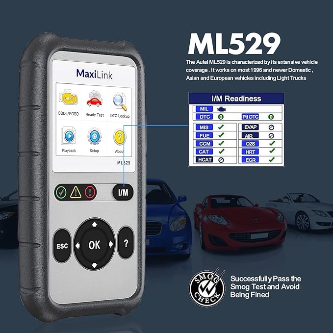 Autel OBD2 Scanner ML529 Code Reader, OBD2 Code Scanner with Lifetime Software Update, AutoVIN for Quick DTC, Turning Off