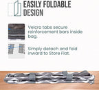 Extra Large Utility Tote Bag, Oversized Collapsible Reusable Wire Frame Rectangular Canvas Basket With Two Exterior Pockets For Beach, Pool, Laundry, Car Trunk, Storage - Geo Grey
