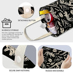 Cute Car Trash Can, Hanging Canvas Car Back Seat Organizer and Storage Bag, Funny Car Trash Bag For Travelling, Outdoor Cute Black Skeleton Dinosaur