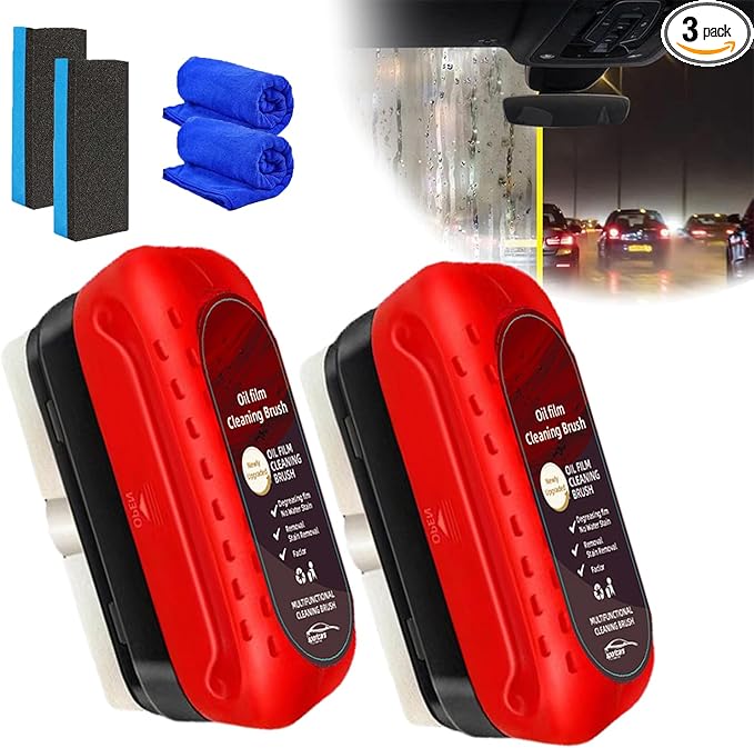 Automotive Oil Film Cleaning Brush, Oil Repellent Film For Car Windows (120ml-2pcs)