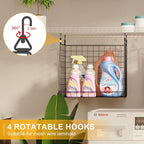 4-Pack Hanging Laundry Room Organizer：Foldable Laundry Room Organizaton Wire Basket with 360°Rotating Hooks Space Saving Over