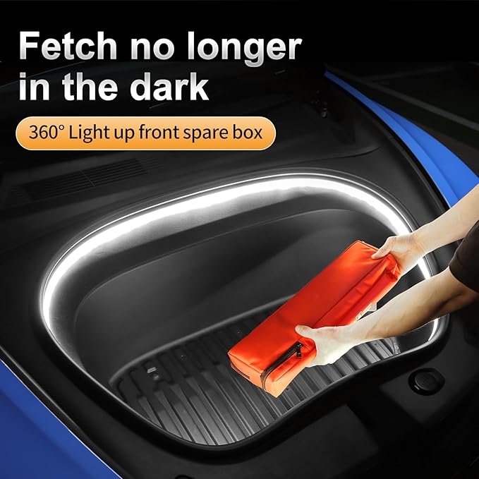 Frunk LED Light Strip for Tesla Model 3 2024 2025 2026 - Waterproof & Easy Installation Interior Lighting Bar with Flexible Silicone, Frunk Ambient Lighting Accessories (DC 15V, Cool White)