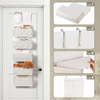 ANTIS'S HOME Over the Door Organizer Macrame Boho Nursery Storage with 5 Large Woven Pockets, Hanging Closet Basket for Bathr