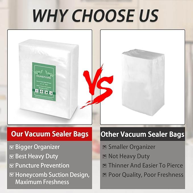 Vacuum Sealer Bags,Heavy Duty Pre-Cut Design Commercial Grade 4x6 Inch Food Sealable Bag for Heat Seal Food Storage, Seal Bag