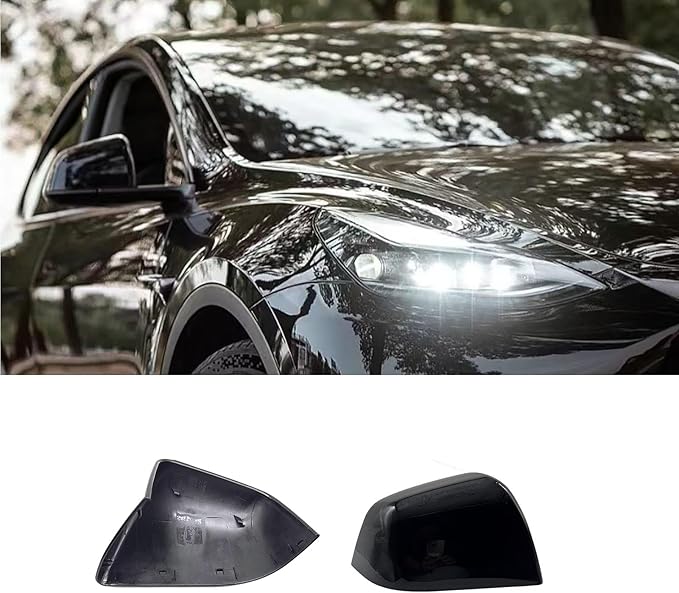Compatible with Tesla Model Y Side Mirror Cover Replacement 2021 2022 2023 2024, Right Passenger Side Rearview Mirror Cover Cap for Model Y Accessories(Black)