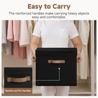StorageWorks Fabric Storage Bins with Lid, Decorative Storage Boxes for Shelves, Stackable Closet Organizer Basket with Handl