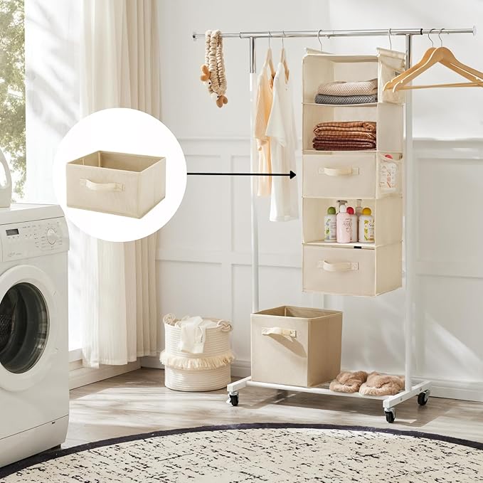 Hanging Shelf Closet Storage Organizer Removable Drawers ，Hanging Storage Organizer Hanging Sweater 2 Sock Underwear Drawers 