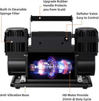 ALL-TOP 12V Air Compressor w/LCD Control Panel to Preset Target Pressure, 150PSI 12.35CFM Air Pump Inflator for Overland (Dual Cylinder)