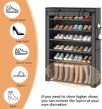 Laiensia 7-Tier Vertical Shoe Rack Organizer, Space Saving Shoe Storage Organizer, Non-Woven Cover Shoe Shelf Holds 28-35 Pai
