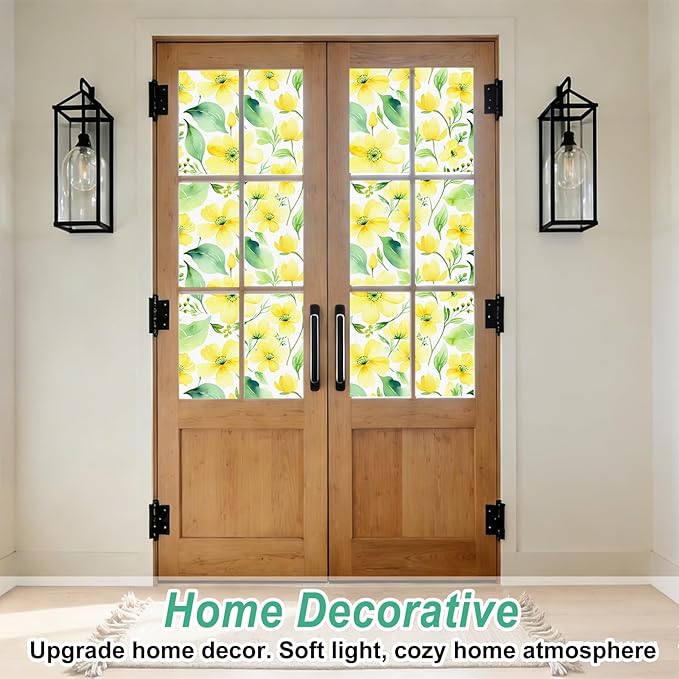 SOMWISE Frosted Glass Window Film, Heat Insulation, UV Block, Anti-Glare, One Way Privacy Tint, Static Cling for Home Bathroom Door, Renter Friendly, Day & Night Privacy