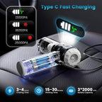 Wansimoo Handheld Car Vacuum Cleaner,25000PA Strong Cyclonic Suction Foldable Mini Vacuum Portable Cordless with Digital Disp