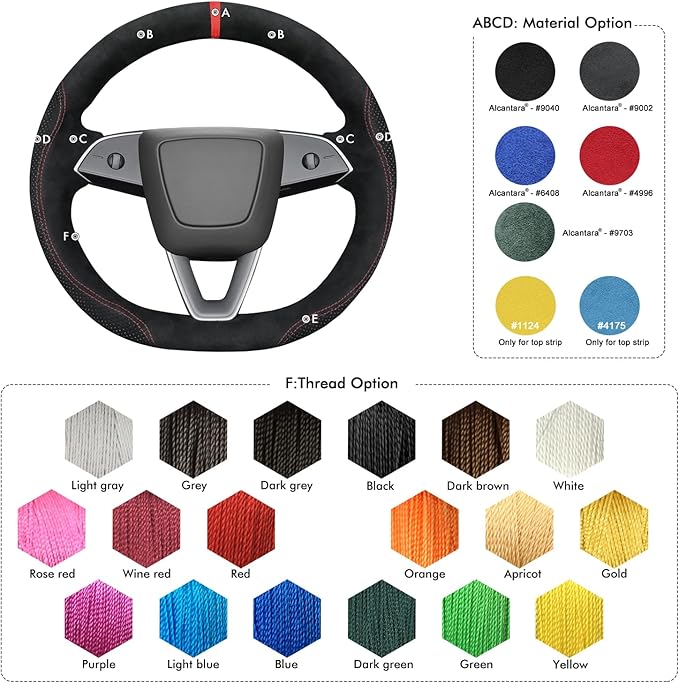 MEWANT DIY Stitching Steering Wheel Cover Wrap for Tesla Model 3 Highland 2023-2025/Model Y 2025 Highland for Tesla Model 3/Model Y Accessories(3D Style)