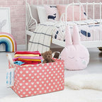 LANGYASHAN Rectangular Storage Bin Collapse Canvas Fabric Cartoon Storage Basket with Handles for Organizing Home Kitchen Boy