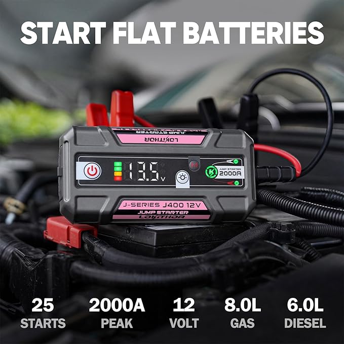 LOKITHOR J400 Jump Starter with ConnectMax Tech, 2000A 12V Battery Jumper Starter Portable, Lithium Jump Box and Jump Pack