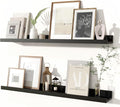 Fun Memories Picture Ledge Shelves Set of 2, 32 Inch Rustic Wall Mounted Floating Shelves with Lip for Home Storage and Décor