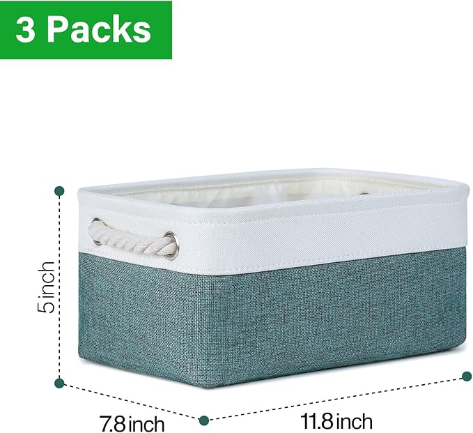 Bidtakay Small Storage Baskets for Shelves 3 Pack Fabric Storage Bins for Organizing Linen Collapsible Organizer for Closet-D