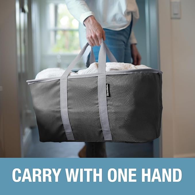 CleverMade Collapsible Laundry Tote 2-Pack (50L) – Foldable Carry-All Storage Bin for Laundry, Car Trunk, RV, Dorm & Home Org