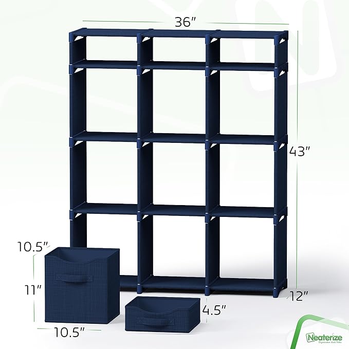 Cube Storage Organizer with Storage Bins Included - The Perfect Closet Organizers and Storage Solution. Includes 12 Storage C