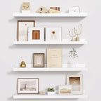 Fun Memories Picture Ledge Shelf - 24 Inches Floating Shelves Set of 4 - Floating Shelves with Lip for Storage - Wood Bookshe