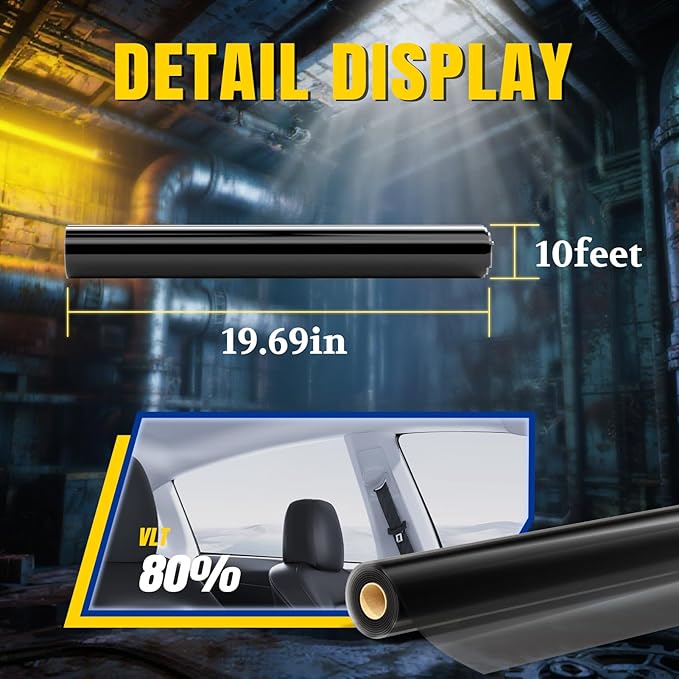 ARANA 80% VLT 20" × 10FT Ceramic Car Window Tint Film, Heat Resistant & 99% UV Blocking Privacy Protection