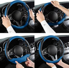 Car Steering Wheel Cover, Microfiber Leather Steering Wheel Cover Universal Fit 14.5-15 inch Anti-Slip Comfortable Breathable