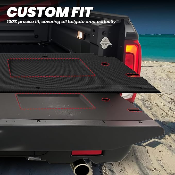 LASFIT Tailgate Mat for Honda Ridgeline 2017 2018 2019 Tailgate Liner, Custom Fit Anti-Scratch Anti-Slip Easy Installation TPE All Weather Tailgate Protector Cover, Black