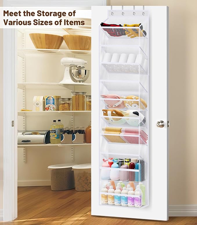 MISSLO 10 Tier Over the Door Shoe Organizer Breathable Mesh Hanging Shoe Rack for Closet Storage Shoe Holder for Door Fit 20 