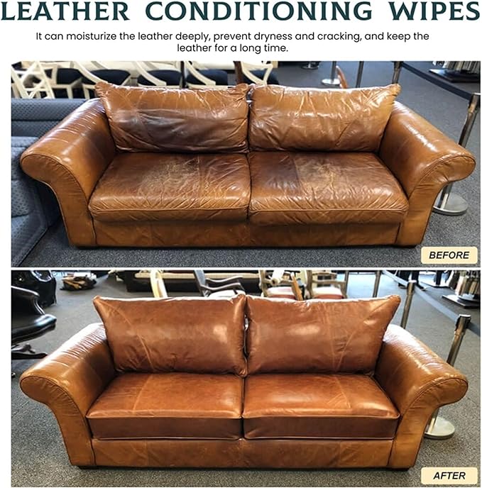 Leather & Wood Restoring Salve - 4oz Furniture Polish & Conditioner with Applicator Brush & Microfiber Towel, for Leather Cou