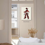 Vintage Western Cowboy Framed Wall Art Decor Red Wine Cowgirl Posters Burgundy Cowgirl Prints Midwest Rustic Cowboy Painting 