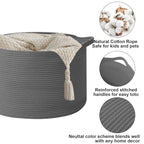 115L Large Blanket Basket,23.6" L x 23.6" W x 15.7" H Rope Woven Baskets with Handles, Toys Storage Bins,Laundry Basket Perfe