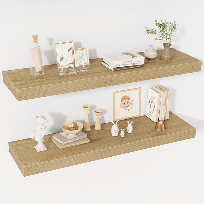 40 Inch Floating Shelves, 12" Deep Floating Shelf Wall Mounted, 40" Wall Shelves, Rustic Deep Bookshelf, Extra Deeper & Thick