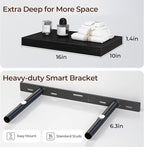 Fun Memories Floating Shelves for Wall 16 Inch Set of 3, Farmhouse Floating Shelf with Invisible Heavy Duty Bracket, 10 Inch 