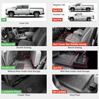 LASFIT Floor Mats 2019-2026 for Chevrolet Silverado/GMC Sierra 1500, 2020-2026 2500HD 3500HD, Only Without Rear Underseat Storage Box, Only Bucket Seat/Crew Cab (Not for Regular/Double Cab)