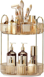 360 Rotating Makeup Organizer - Large-Capacity Skincare & Makeup Storage with 2-Tier Perfume Organizers, Cosmetic Dresser & M