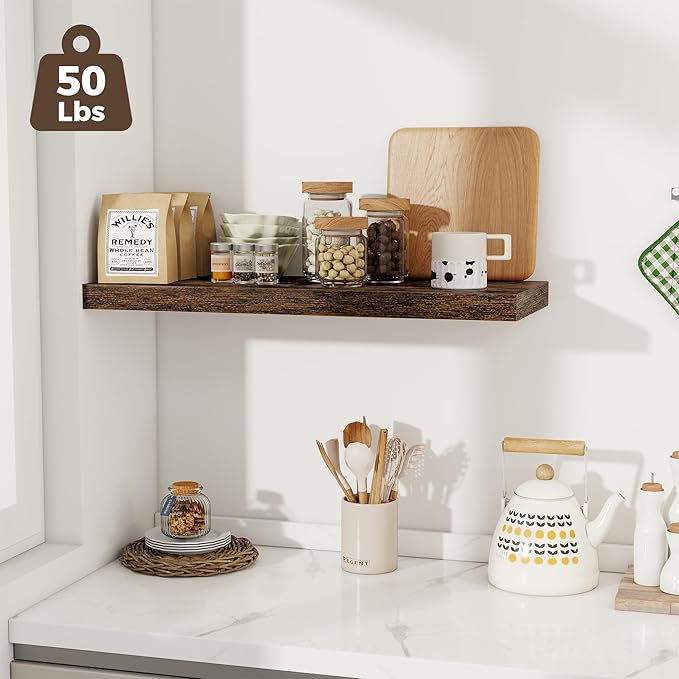 Fun Memories 12 Deep Floating Shelves for Wall | 30W x 12D Large Floating Shelves | 3 Pack Storage Space Wall Mount Shelf for