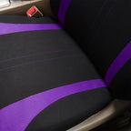 Flying Banner Car Seat Covers Full Set Front Seats and Rear Bench Mesh Fabric Splicing Polyester Cover Black with Purple Colo