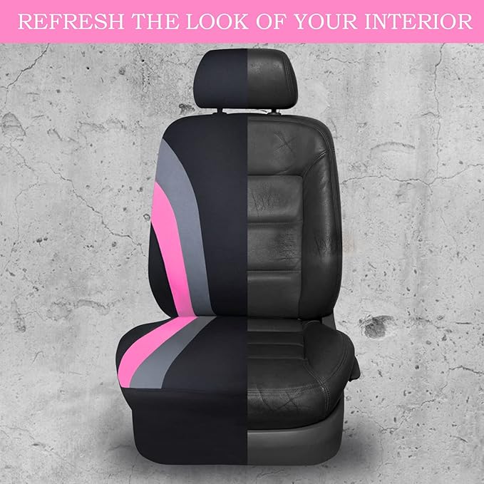 CAR PASS Line Rider Sporty Cloth 11PCS Universal Fit Car Seat Cover -100% Breathable with 5mm Composite Sponge Inside,Airbag 
