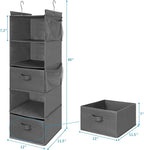 MAX Houser 5 Tier Shelf Hanging Closet Organizer, Cloth Hanging Shelf with 2 Sturdy Hooks for Storage, Foldable (Grey-D2)