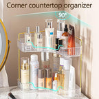 shuang qing 2-Tier Corner Bathroom Counter Organizer – Classic Storage Shelf for Makeup, Perfume & Toiletries, Space-Saving C