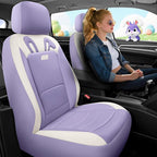 PIC AUTO Car Seat Covers, Cute Rabbit Premium Purple Leather Seat Covers, Universal Fit Front Seat Covers for Cars, Trucks, S