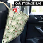 Cute Car Organizer and Storage Bag, Hanging Trash Bin for Vehicle, Travelling, Camping - Cute Green Frog