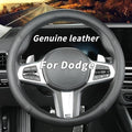 Custom-Fit for Dodge Steering Wheel Cover, Genuine Leather Steering Wheel Cover, Non-Slip, Breathable, for Dodge Accessories (Black (Black line), for Dodge)