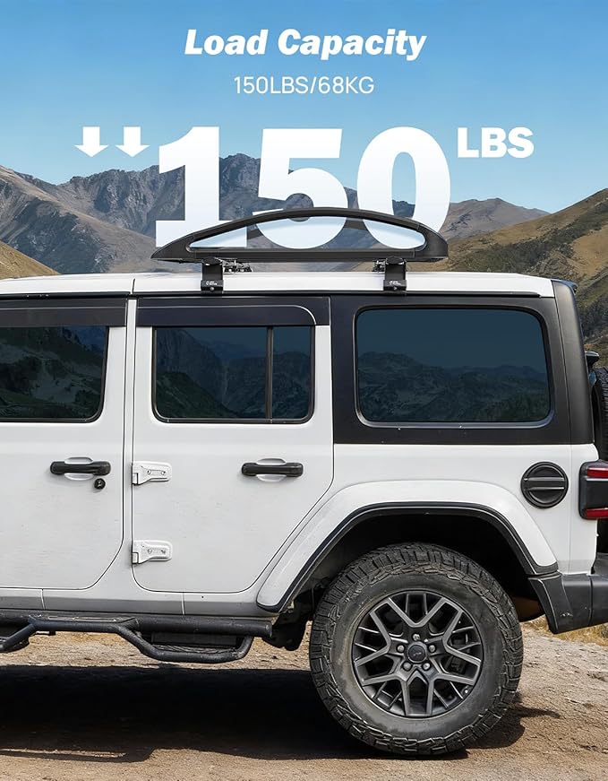 JOYTUTUS Rust-Resistant Aluminum Roof Cargo Basket, 47" x 40" x 8", Lightweight Roof Rack Carrier, Universal Roof Cargo Basket with 150 lbs Load Capacity, Fits SUVs, Trucks, and Cars, Black