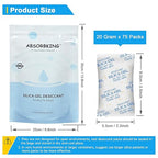 Moisture Absorbers, 20G 75 Pack Premium Transparent Desiccant for Storage, Silica Gel Desiccant Packets (20G, 75)