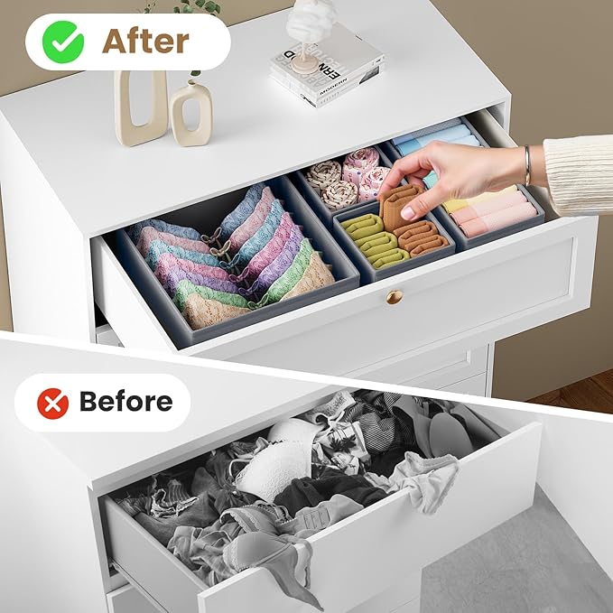 TasticTotes Drawer Organizer Clothes, 16 Pack Drawer Organizers and Underwear Organizer for Nursery, Dividers Clothes Organiz