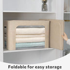 FHSQX 2 Pack Clear Window Storage Bins Foldable Fabric Storage Bins Boxes for Clothes Stackable Box Organizer Set with Carryi
