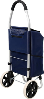【LuckyNote】 Shopping Trolley with Wheels,Trolley Black Foldable Shopping Cart,Removable Shopping Oxford Waterproof Bag (Blue)
